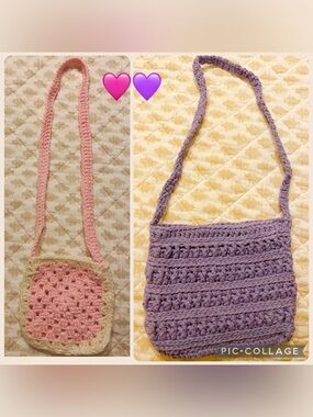 Lavender & Pink 🌷🪻 Crochet Crossbody Bag